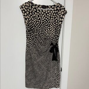 Just...Taylor Black and Cream Dot Midi Dress